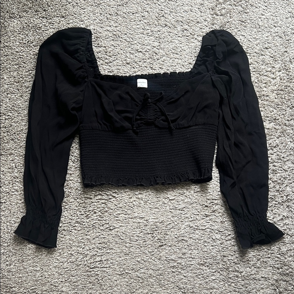 Aritzia Black Puff Sleeve Blouse